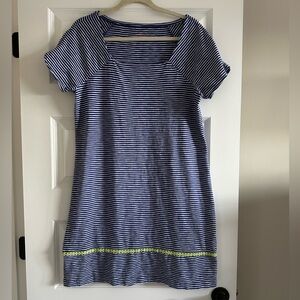 Vineyard Vines Navy Blue and White Striped Dress
